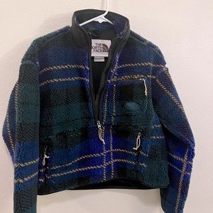 The North Face Ponderosa plaid 3/4 zip fleece jacket. Plaid. New!
